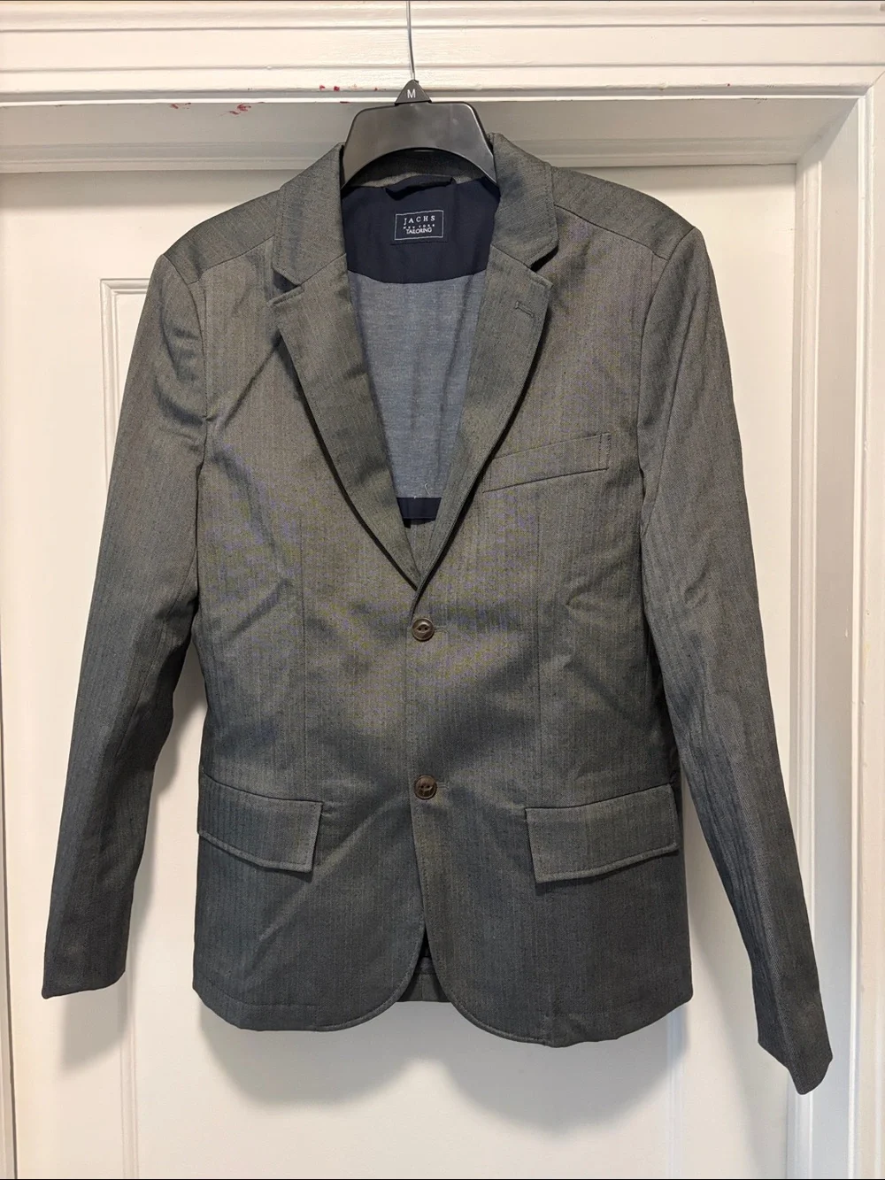 Jachs Men's Gray Two-Button Notch-Lapel Blazer